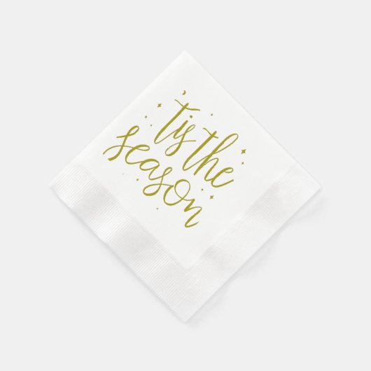 Kerstmis "is het seizoen" Gouden Script en sterren Servet (Hoek)