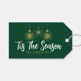 Kerstmis is het seizoen groen goud, witte familie cadeaulabel