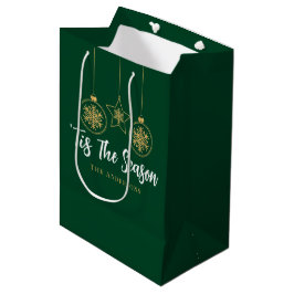 Kerstmis is het seizoen groen goud, witte familie medium cadeauzakje
