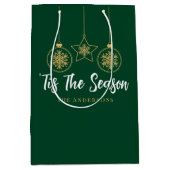 Kerstmis is het seizoen groen goud, witte familie medium cadeauzakje (Voorkant)