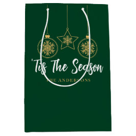 Kerstmis is het seizoen groen goud, witte familie medium cadeauzakje