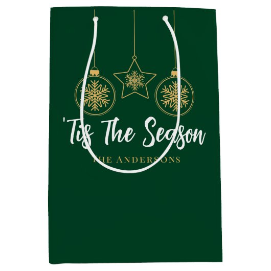 Kerstmis is het seizoen groen goud, witte familie medium cadeauzakje (Voorkant)