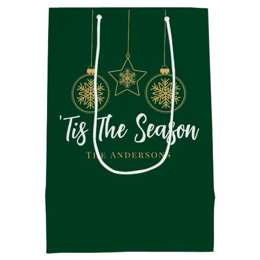 Kerstmis is het seizoen groen goud, witte familie medium cadeauzakje (Achterkant)