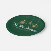 Kerstmis is het seizoen groen goud, witte familie papieren bordje (Gekanteld)