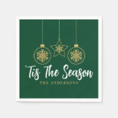 Kerstmis is het seizoen groen goud, witte familie servet (Voorkant)