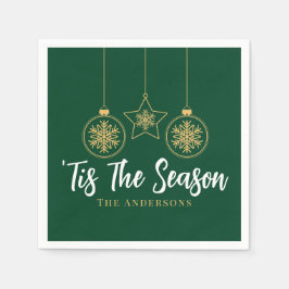 Kerstmis is het seizoen groen goud, witte familie servet