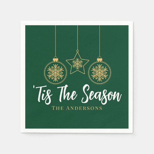 Kerstmis is het seizoen groen goud, witte familie servet (Voorkant)