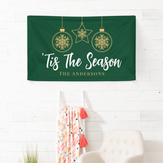 Kerstmis is het seizoen groen goud, witte familie spandoek (Insitu)