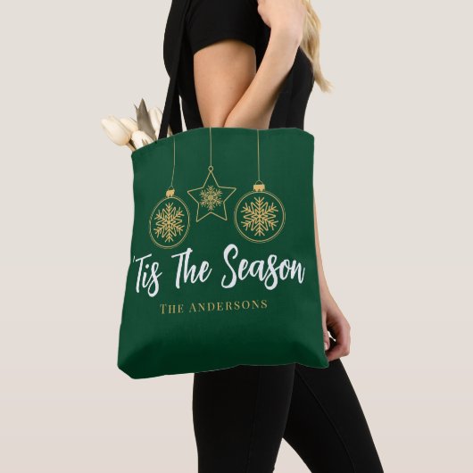 Kerstmis is het seizoen groen goud, witte familie tote bag (Dichtbij)
