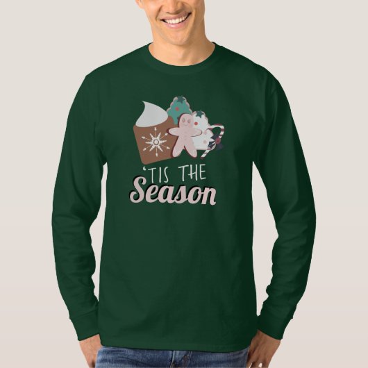 Kerstmis Is het Seizoen Koekjes Heet Chocolade   T-shirt (Voorkant)