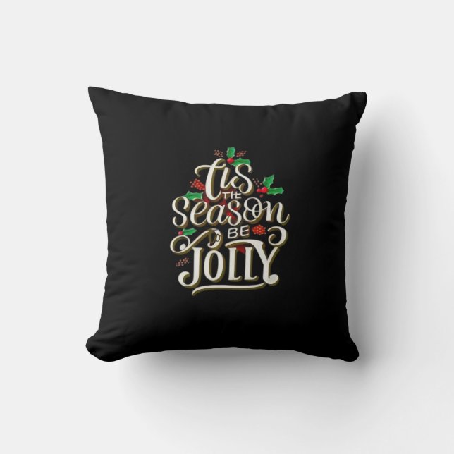 Kerstmis Is Het Seizoen Vrolijk Kussen (Voorkant)