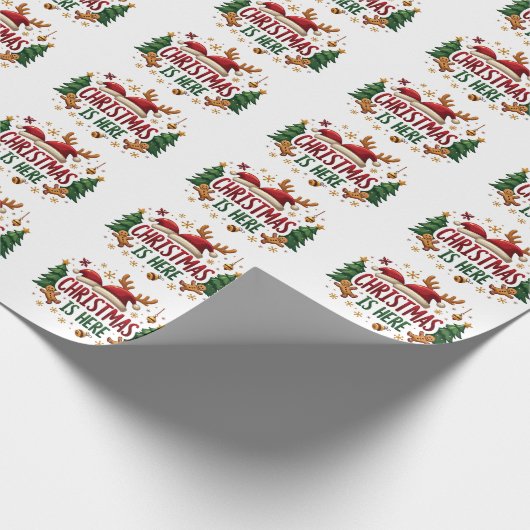 Kerstmis is hier een elegant patroongeschenk cadeaupapier (Hoek)