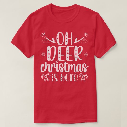 Kerstmis is hier feestdag Prettige feestdagen kers T-shirt (Design voorkant)