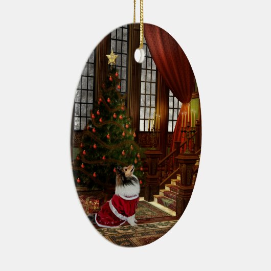 Kerstmis is hier! Sheltie Keramisch Ornament (Rechts)