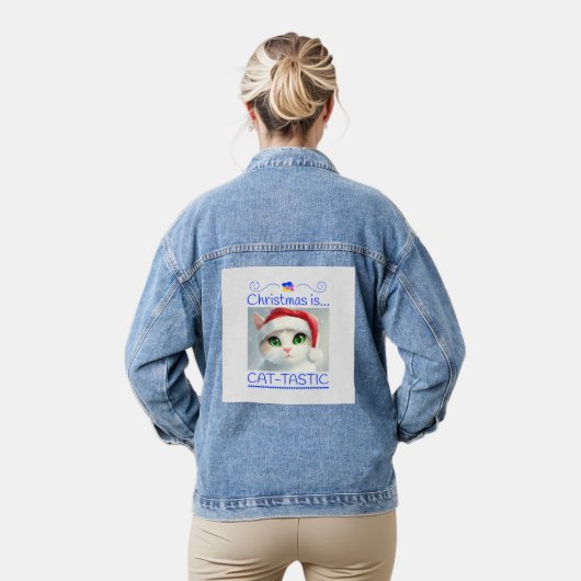 Kerstmis Is Kat-tastisch Unieke Kat Denim Jacket (Model)