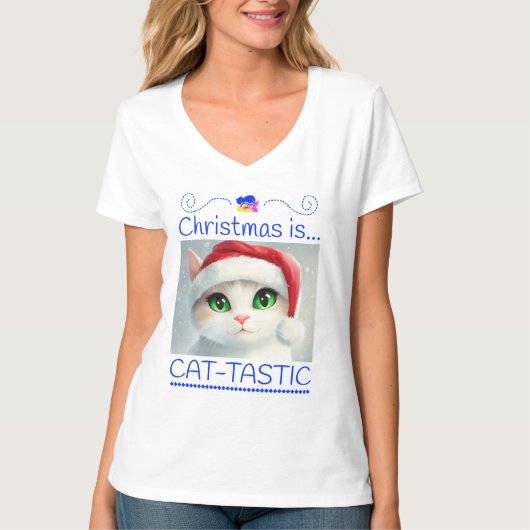 Kerstmis Is Kat-tastisch Zachte Kat T-shirt (Voorkant)