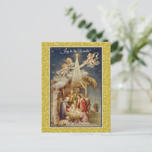  kerstmis is klassiek religieus feestdagenkaart (Staand voorkant)