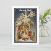 kerstmis is klassiek religieus feestdagenkaart (Staand voorkant)