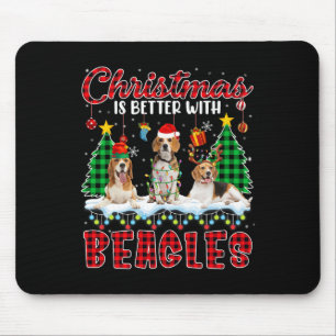 Kerstmis is leuker met beagles Kerstman Elf Rendie Muismat