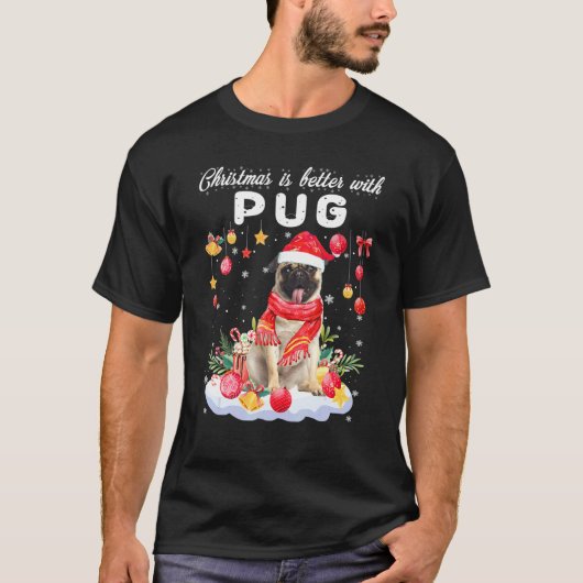Kerstmis is leuker met Pug grappige hond T-shirt (Voorkant)