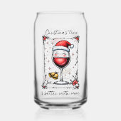 Kerstmis is leuker met wijn blikvorm glas (Voorkant)