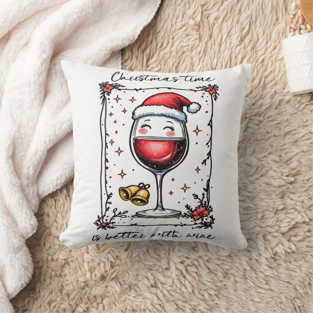 Kerstmis is leuker met wijn  kussen (Deken)