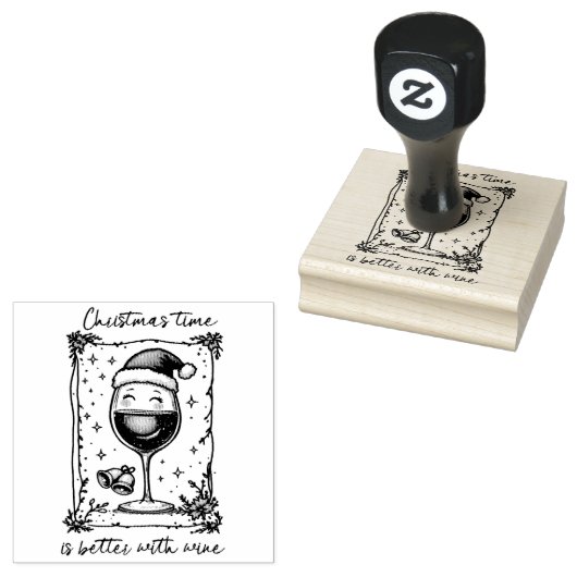 Kerstmis is leuker met wijn  rubberstempel (Gestempeld)