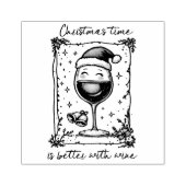 Kerstmis is leuker met wijn  rubberstempel (Afrduk)