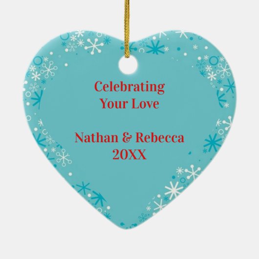 Kerstmis is Love Snowflake Personalized Keramisch Ornament (Achterkant)