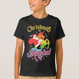 Kerstmis is Magisch Kerstman Rid Unicorn Grappig T-shirt