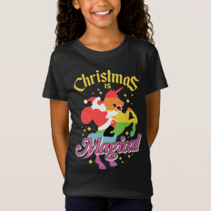 Kerstmis is Magisch Kerstman Ridding Eenhoorn Grap T-shirt