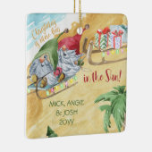 Kerstmis is meer flauw in de zon strand en gnomen keramisch ornament (Rechts)