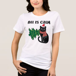 Kerstmis is rustig Zwarte Kat Grappig Tri-Blend Shirt