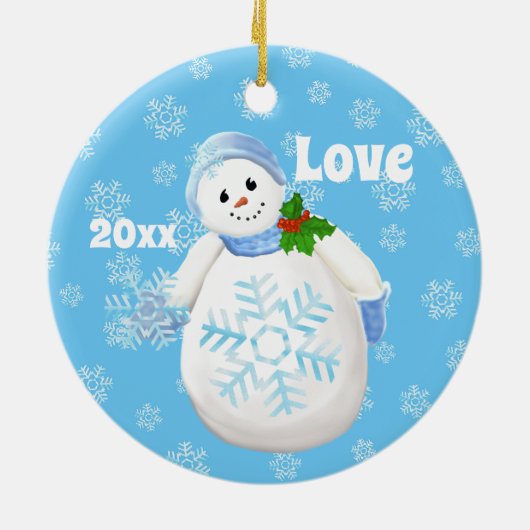 Kerstmis is sneeuwfeest keramisch ornament (Achterkant)