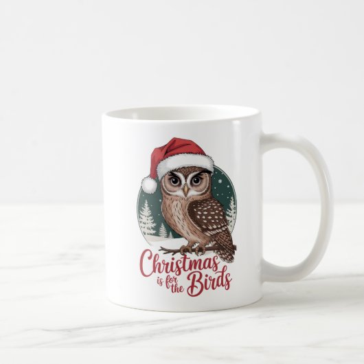"Kerstmis is voor de vogels - Holiday Owl Art" Koffiemok (Rechts)