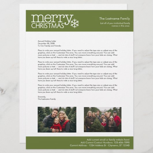 Kerstmis - Jaarlijkse feestdag met foto's Custom Briefhoofd (Voorkant / Achterkant)