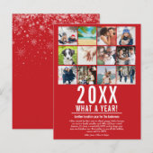 Kerstmis Jaaroverzicht Fotocollage Sneeuwvlokken Feestdagenkaart (Voorkant / Achterkant)