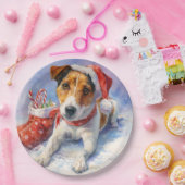 Kerstmis Jack Russell Papieren Bord (Feest)