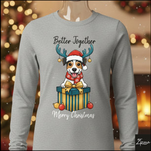 Kerstmis Jack Russell Rendier Cadeau Grafisch Tri-Blend Shirt