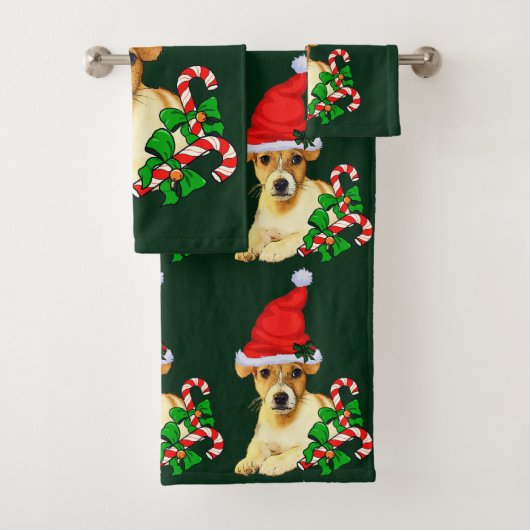 Kerstmis Jack Russell Terrier Bad Handdoek (Insitu)