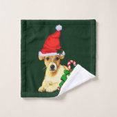 Kerstmis Jack Russell Terrier Bad Handdoek (Wasdoekje)