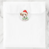 Kerstmis Jack Russell Terriër Hond Santa Hat Ronde Sticker (Tas)