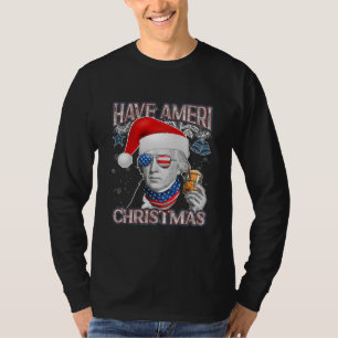 Kerstmis James Madison Santa Hat Amerikaanse vlag T-shirt
