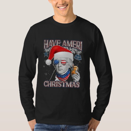 Kerstmis James Madison Santa Hat Amerikaanse vlag T-shirt (Voorkant)