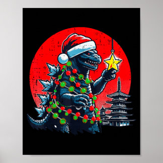 Kerstmis Japanse Monster Kerstman Ster Xmas Vrouwe Poster