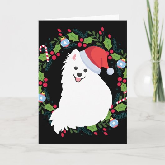 Kerstmis Japanse Spitz Dog Kaart (Voorkant)
