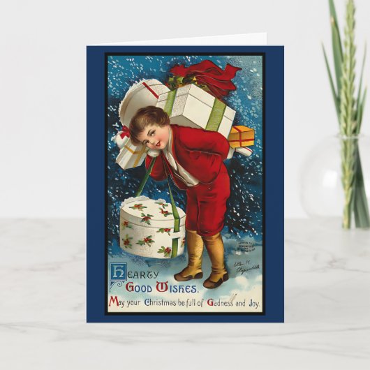 Kerstmis jaren 40 gepersonaliseerd bericht kaart (Voorkant)