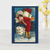 Kerstmis jaren 40 gepersonaliseerd bericht kaart (Gele Bloem)