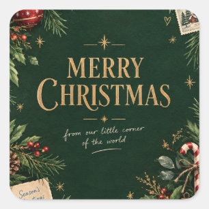 Kerstmis jaren 90, Retro familie feestdagen Vierkante Sticker