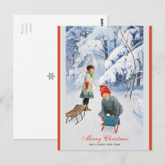 Kerstmis Jenny Nyström Kinderen die onder de noeme Briefkaart (Voorkant / Achterkant)